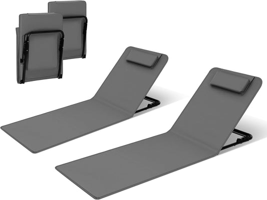 2x-Shadersun Premium Beach Loungers – Adjustable, Foldable with Headrest